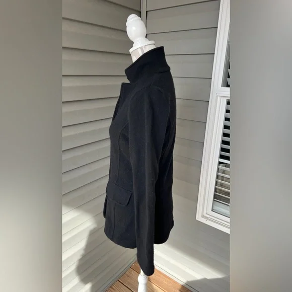 Lauren Ralph Lauren 100% Wool Knit Sweater Blazer Black jacket Sz M - Picture 3 of 9